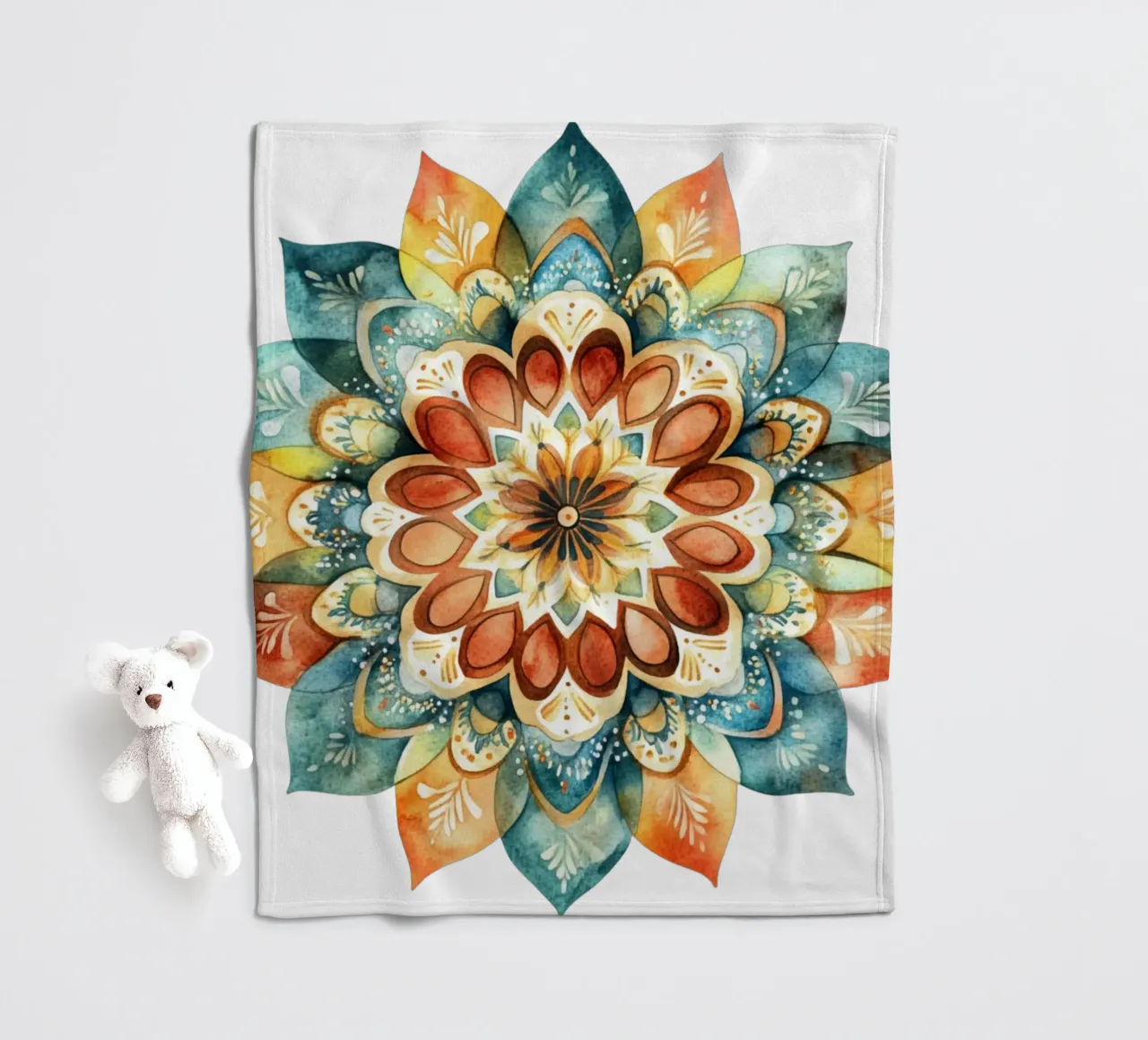 Mandala terrestre ad acquerello coperta in pile da Spiritual Touch