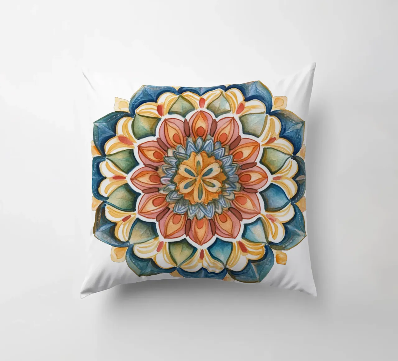 Mandala terrestre ad acquerello cuscino da Spiritual Touch