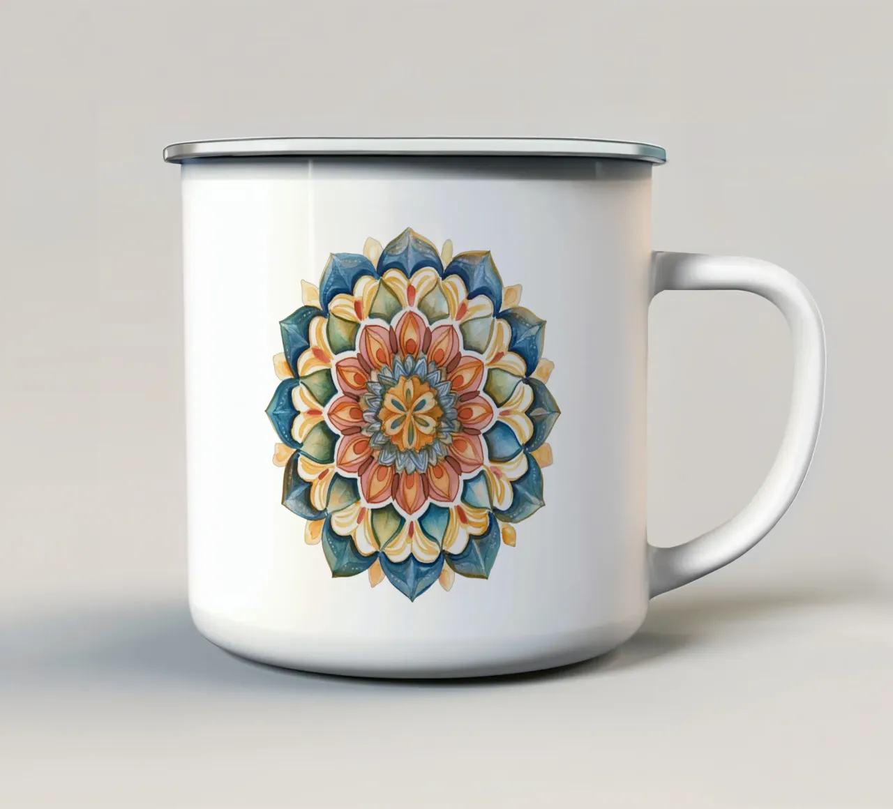 Mandala terrestre ad acquerello tazza in smalto da Spiritual Touch