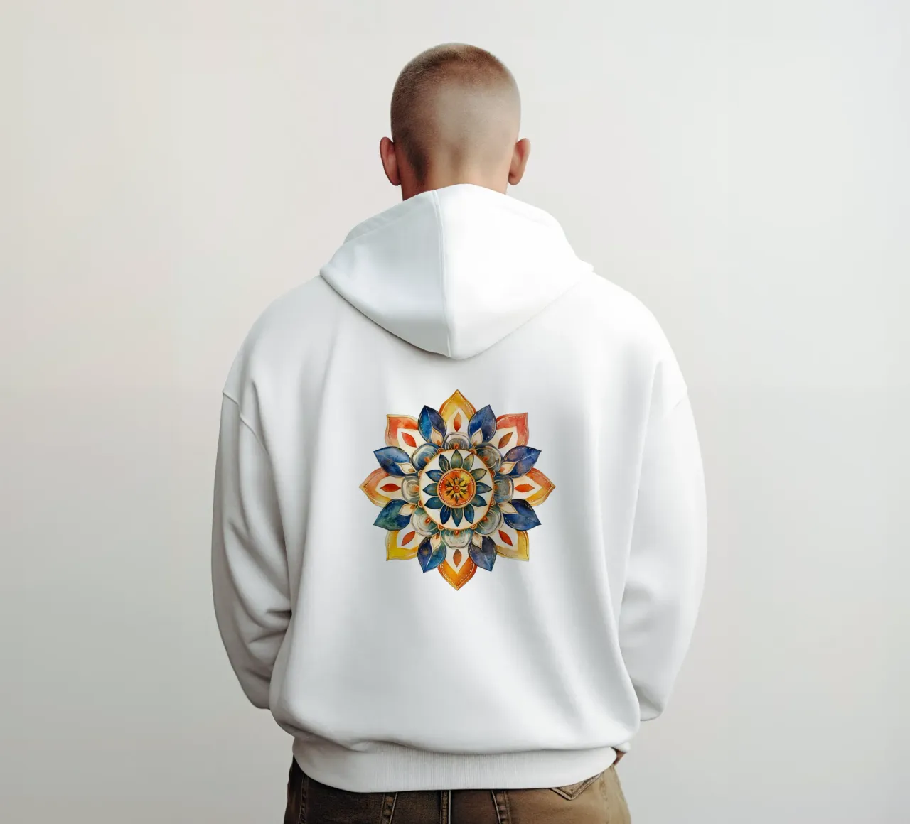 Mandala terrestre ad acquerello felpa con cappuccio da Spiritual Touch