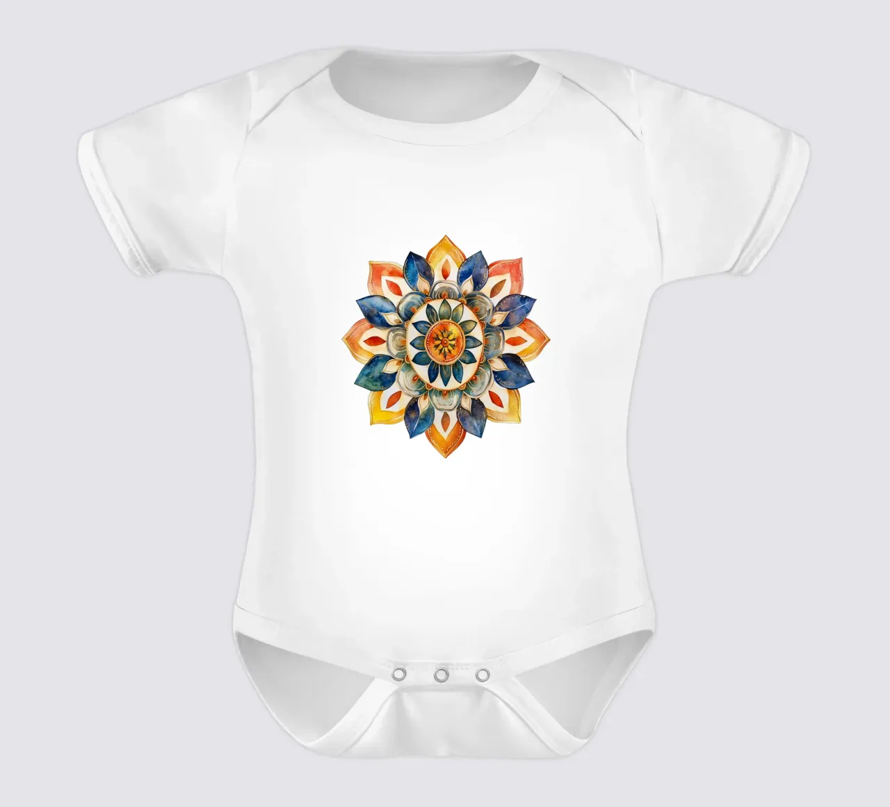 Mandala terrestre ad acquerello body neonato maniche corte da Spiritual Touch