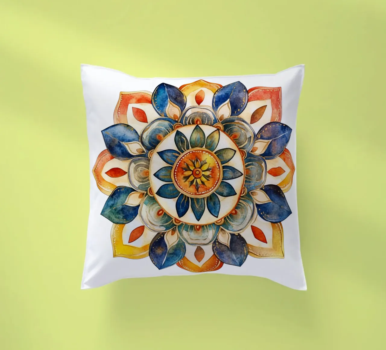 Mandala terrestre ad acquerello cuscino da Spiritual Touch