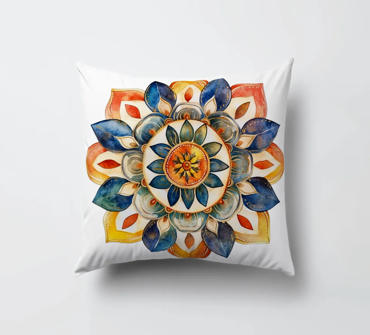 Mandala terrestre ad acquerello cuscino da Spiritual Touch