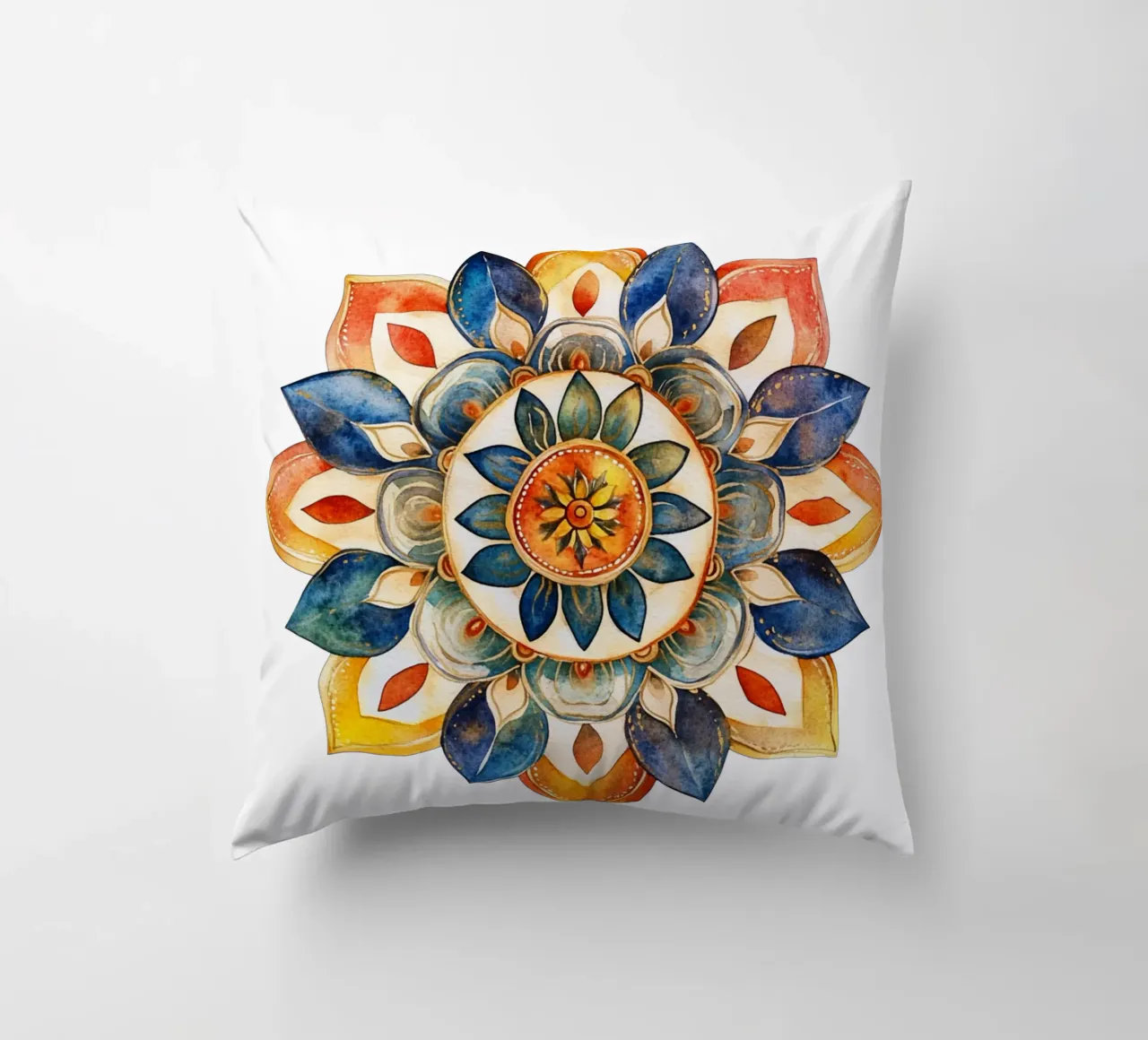 Mandala terrestre ad acquerello cuscino da Spiritual Touch