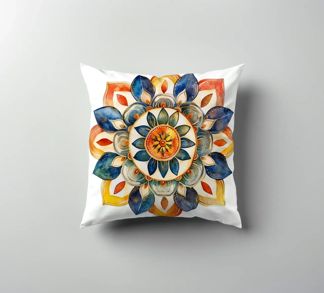 Mandala terrestre ad acquerello cuscino da Spiritual Touch