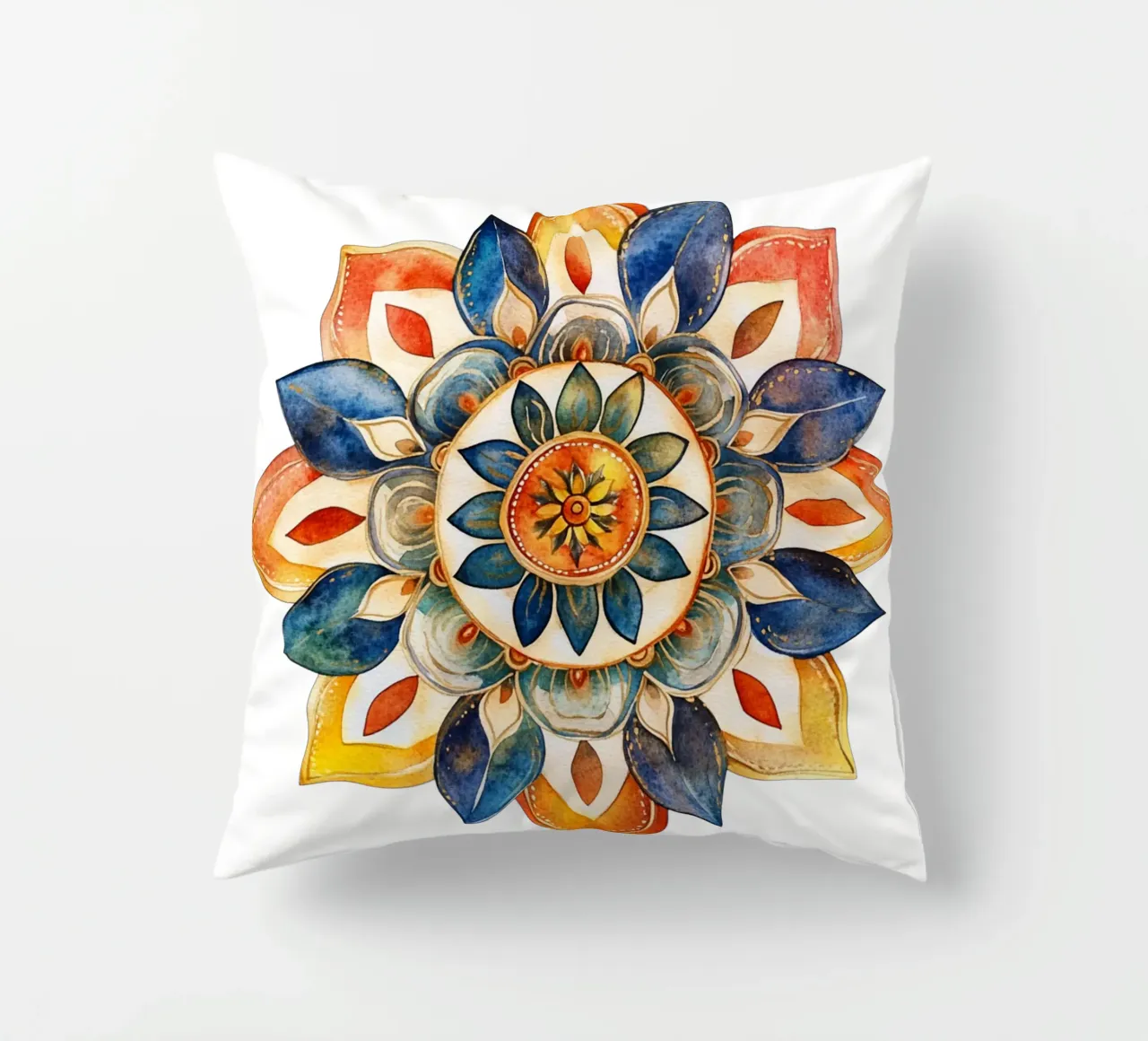 Mandala terrestre ad acquerello cuscino da Spiritual Touch