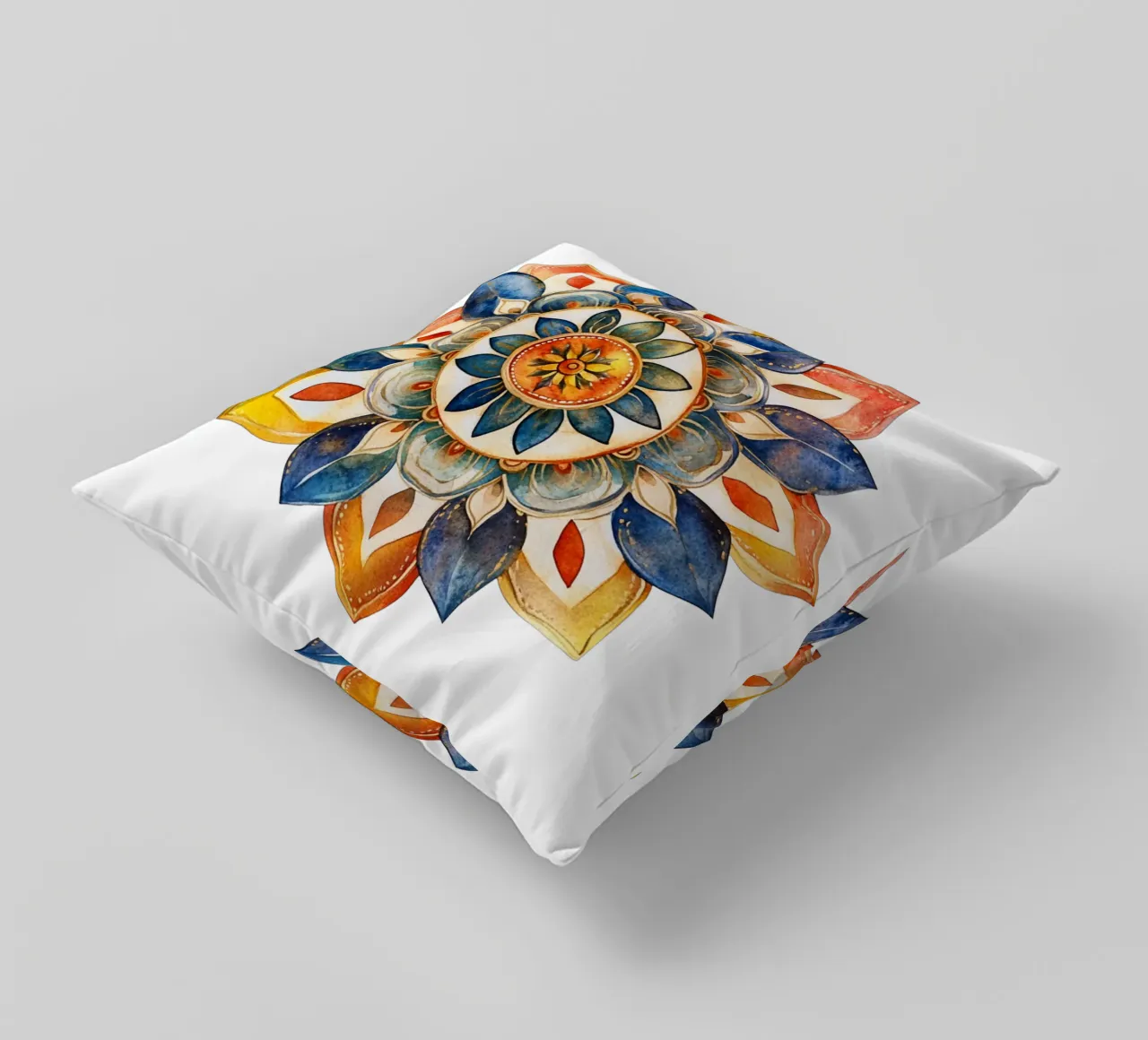 Mandala terrestre ad acquerello cuscino da Spiritual Touch