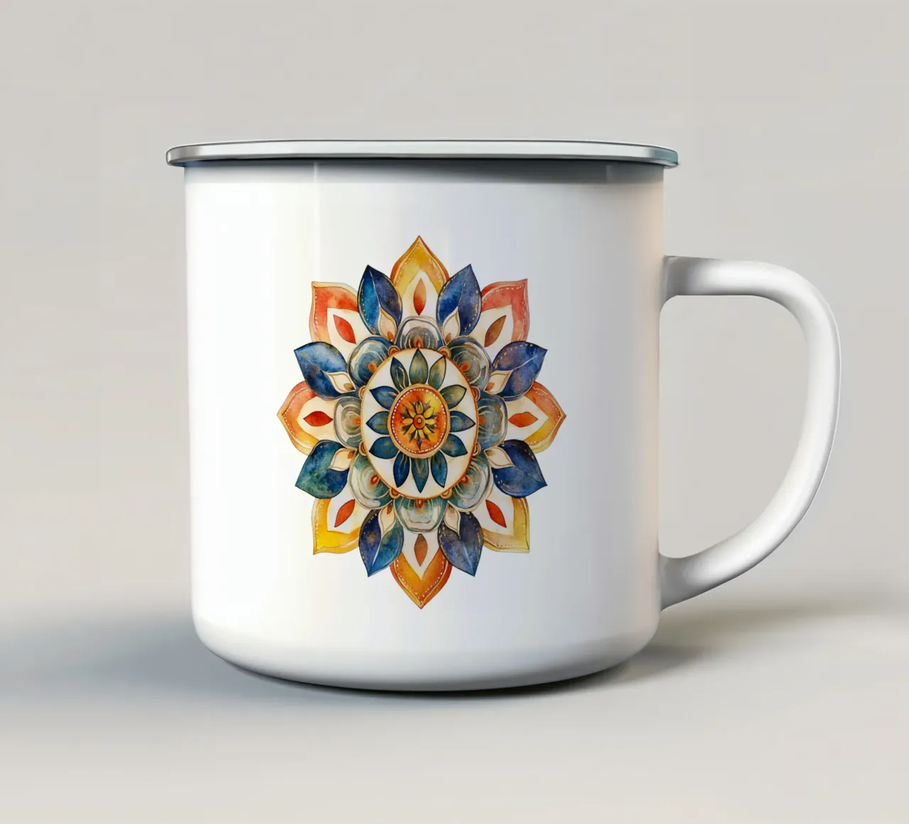 Mandala terrestre ad acquerello tazza in smalto da Spiritual Touch