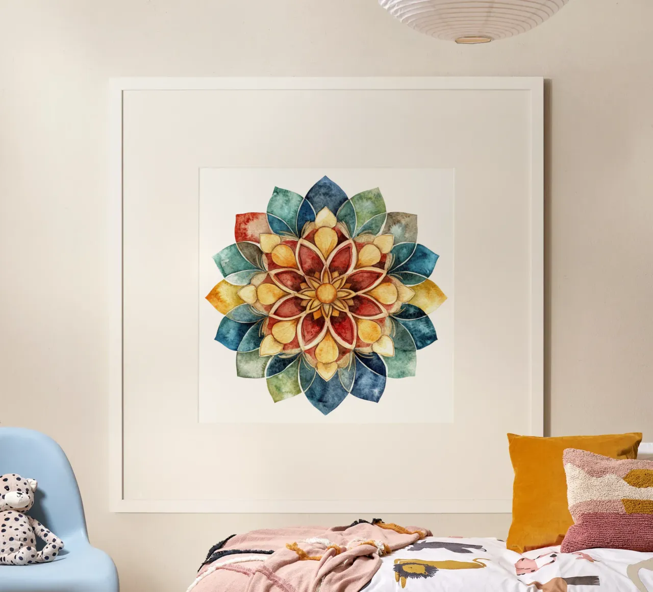 Mandala terrestre ad acquerello poster con telaio in plastica da Spiritual Touch