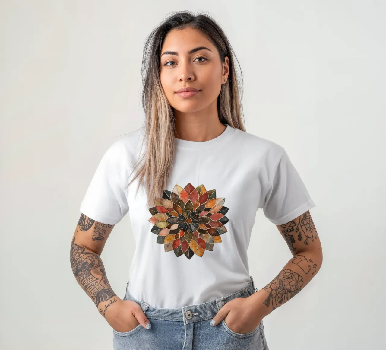 Mandala terrestre ad acquerello t-shirt da Spiritual Touch