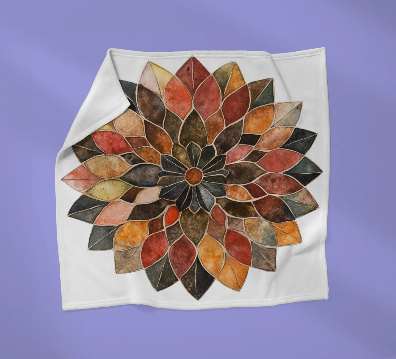 Mandala terrestre ad acquerello coperta in pile da Spiritual Touch