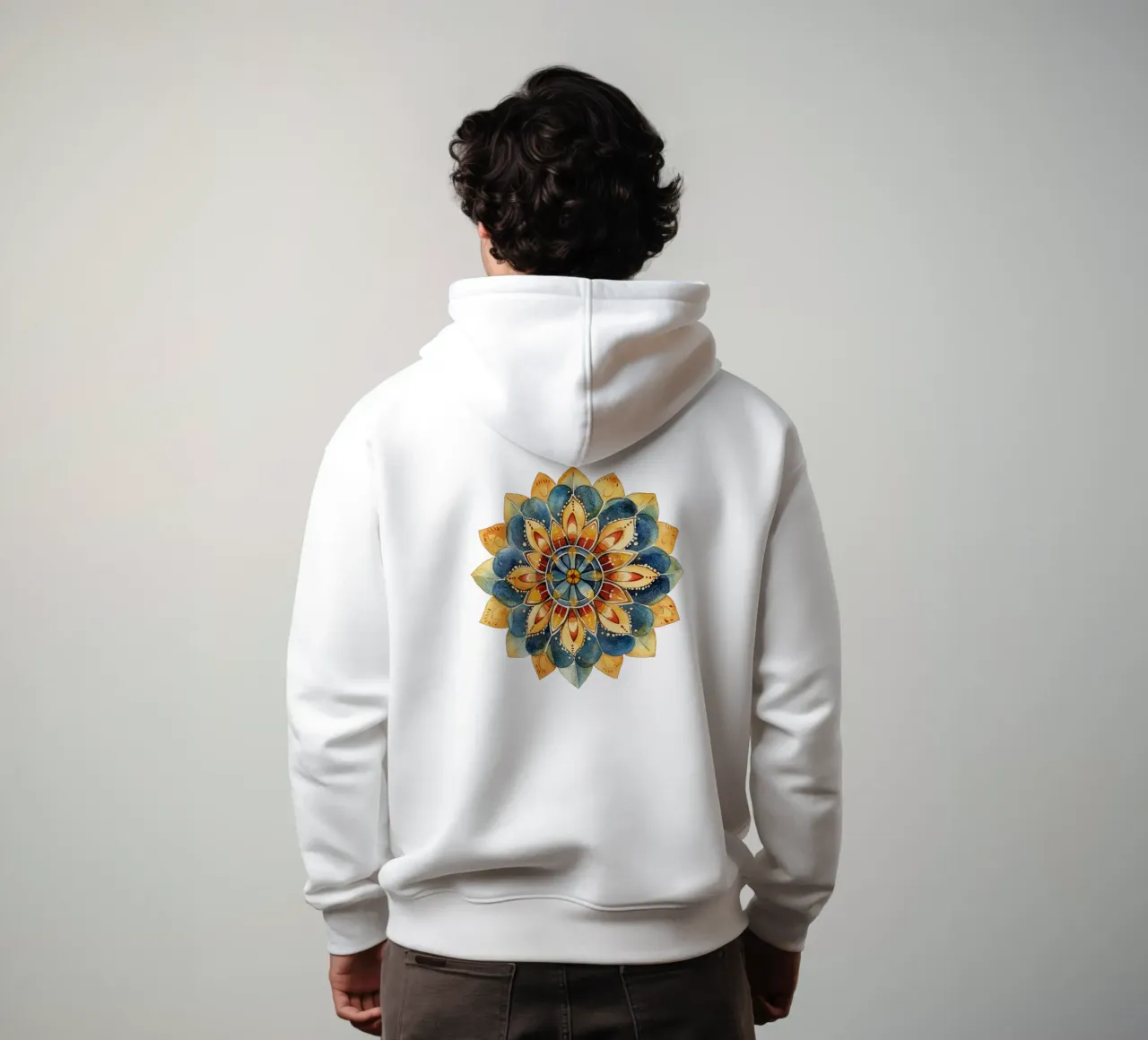 Mandala terrestre ad acquerello felpa con cappuccio da Spiritual Touch