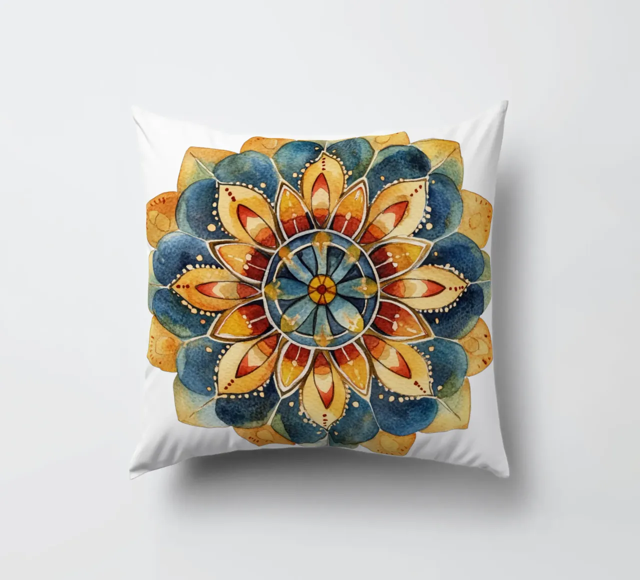Mandala terrestre ad acquerello cuscino da Spiritual Touch
