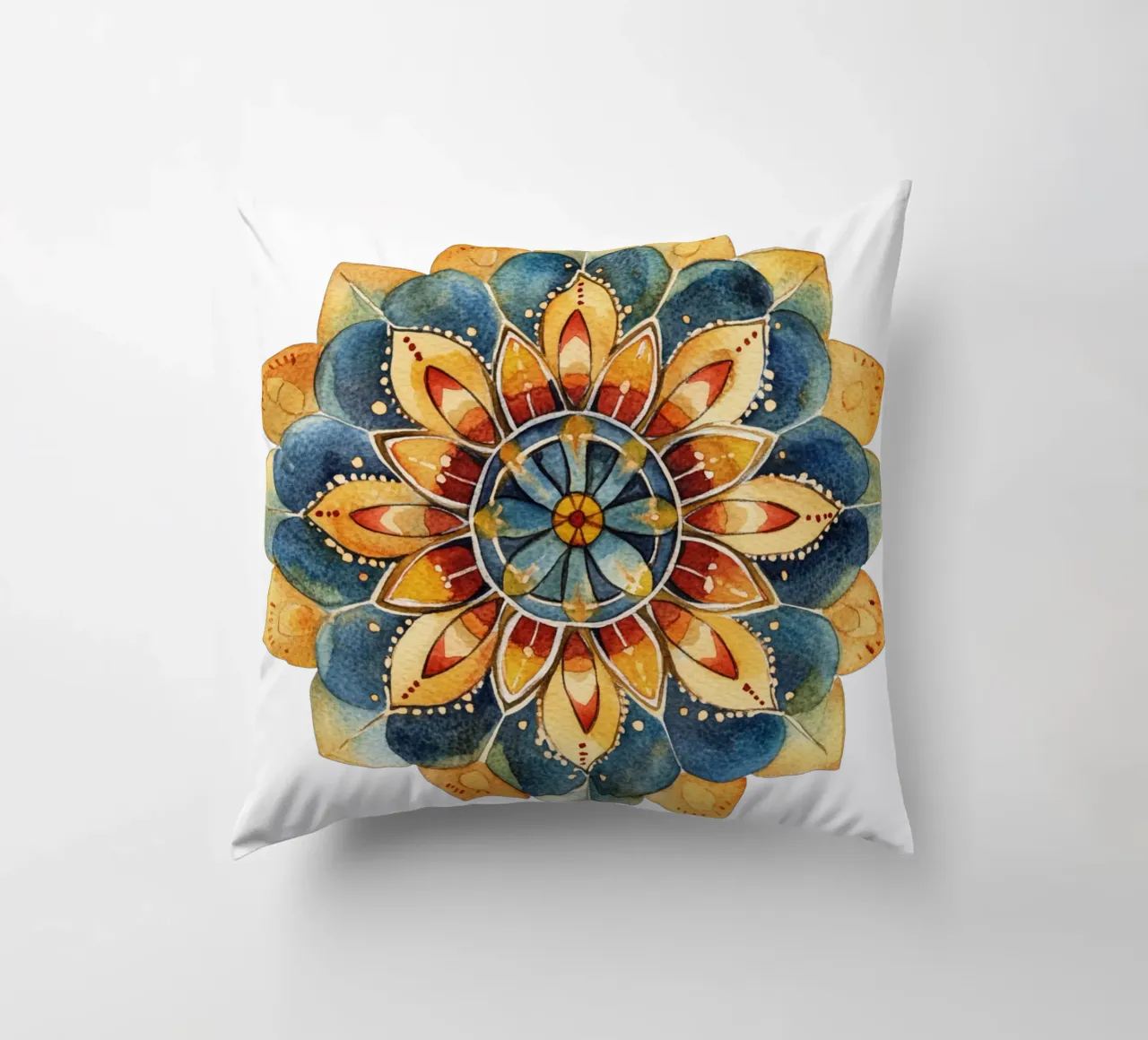Mandala terrestre ad acquerello cuscino da Spiritual Touch