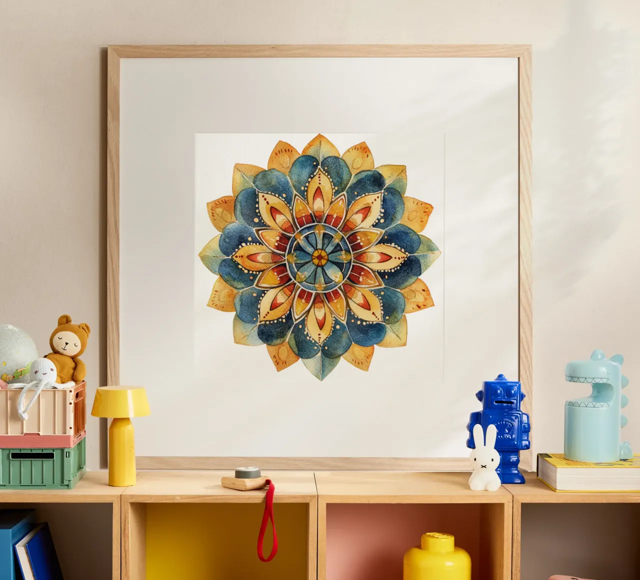 Mandala terrestre ad acquerello poster con telaio in plastica da Spiritual Touch