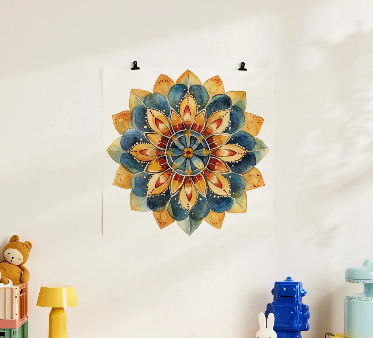 Mandala terrestre ad acquerello poster con telaio in plastica da Spiritual Touch