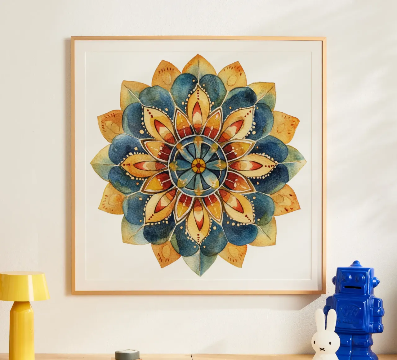Mandala terrestre ad acquerello poster con telaio in plastica da Spiritual Touch