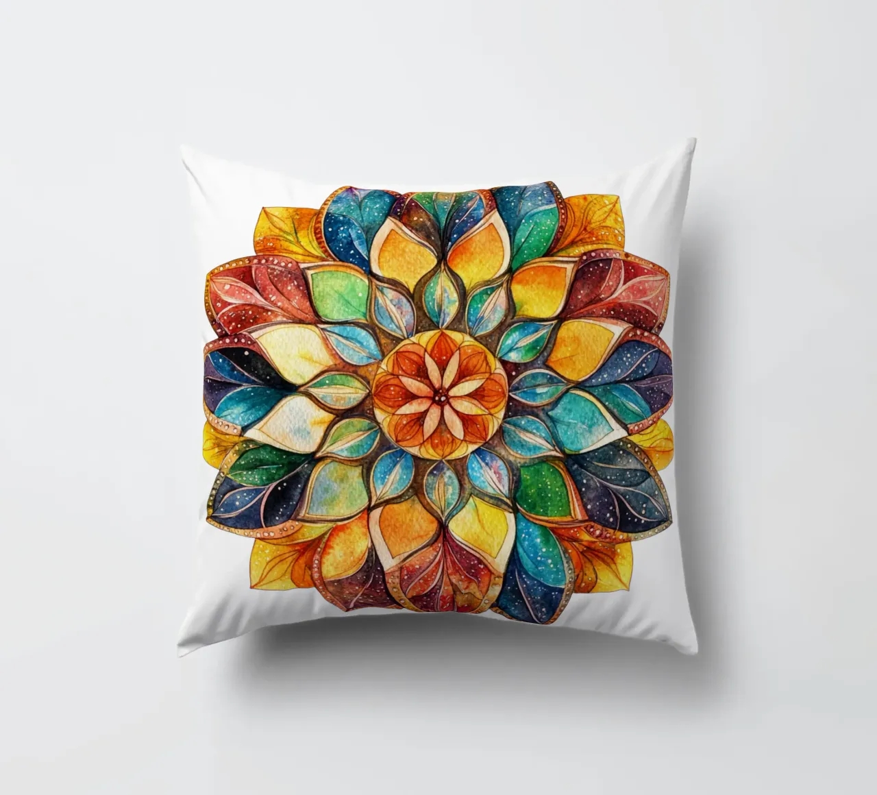 Mandala terrestre ad acquerello cuscino da Spiritual Touch