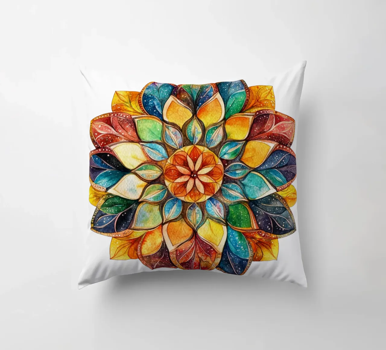 Mandala terrestre ad acquerello cuscino da Spiritual Touch