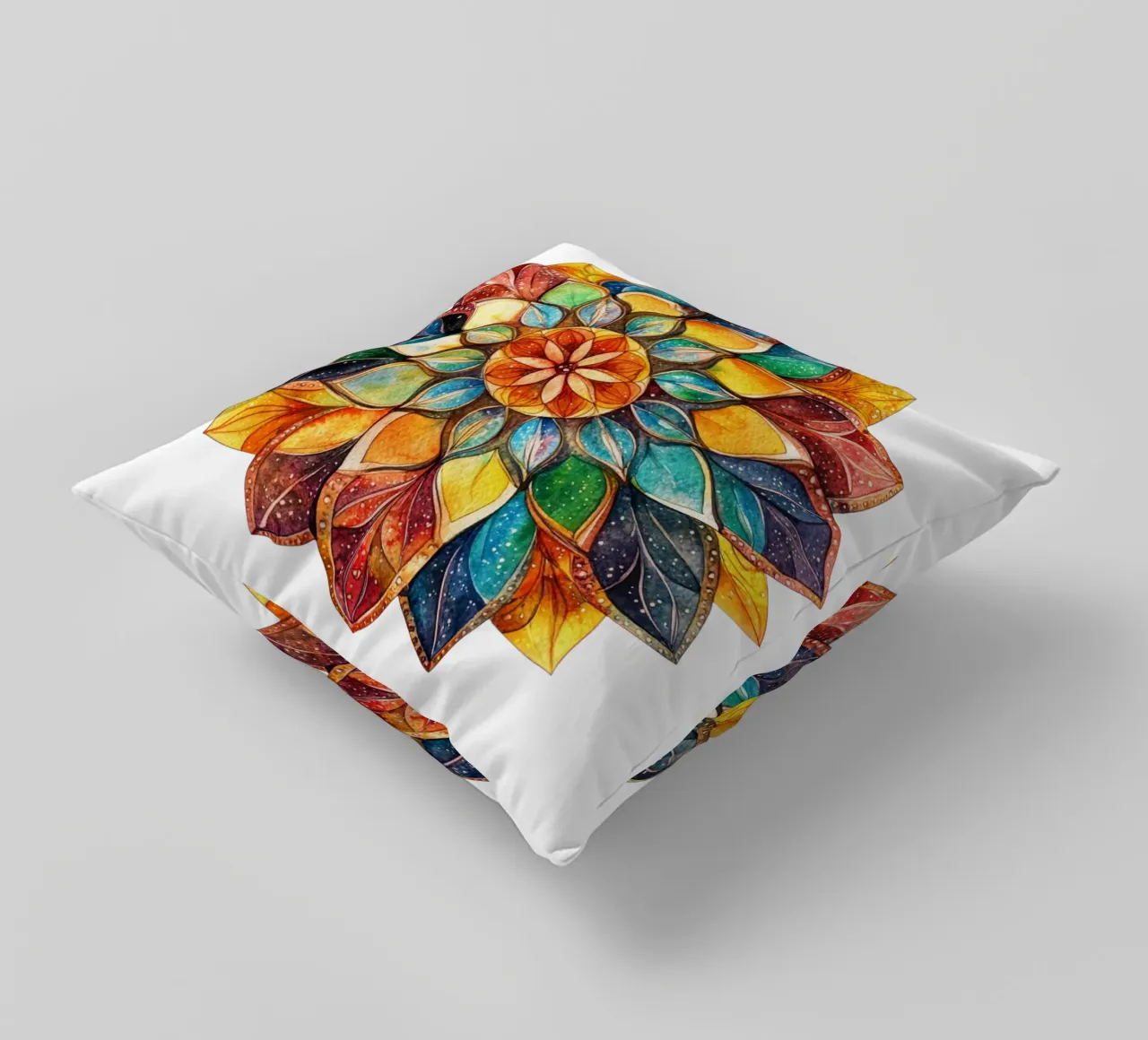 Mandala terrestre ad acquerello cuscino da Spiritual Touch