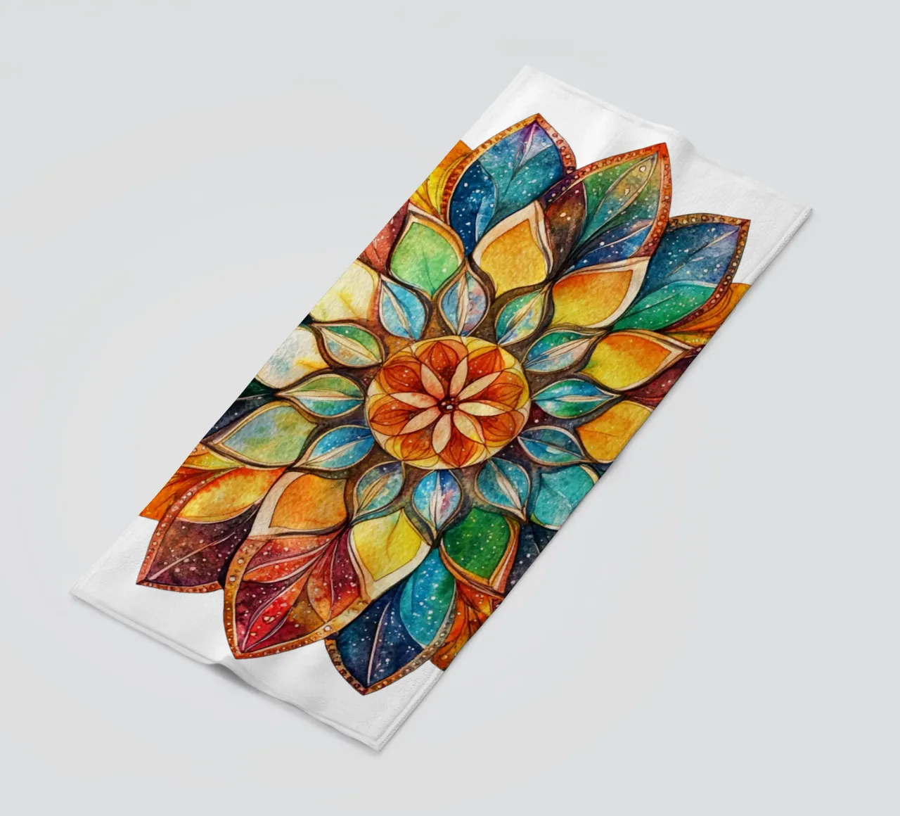 Mandala terrestre ad acquerello telo mare da Spiritual Touch