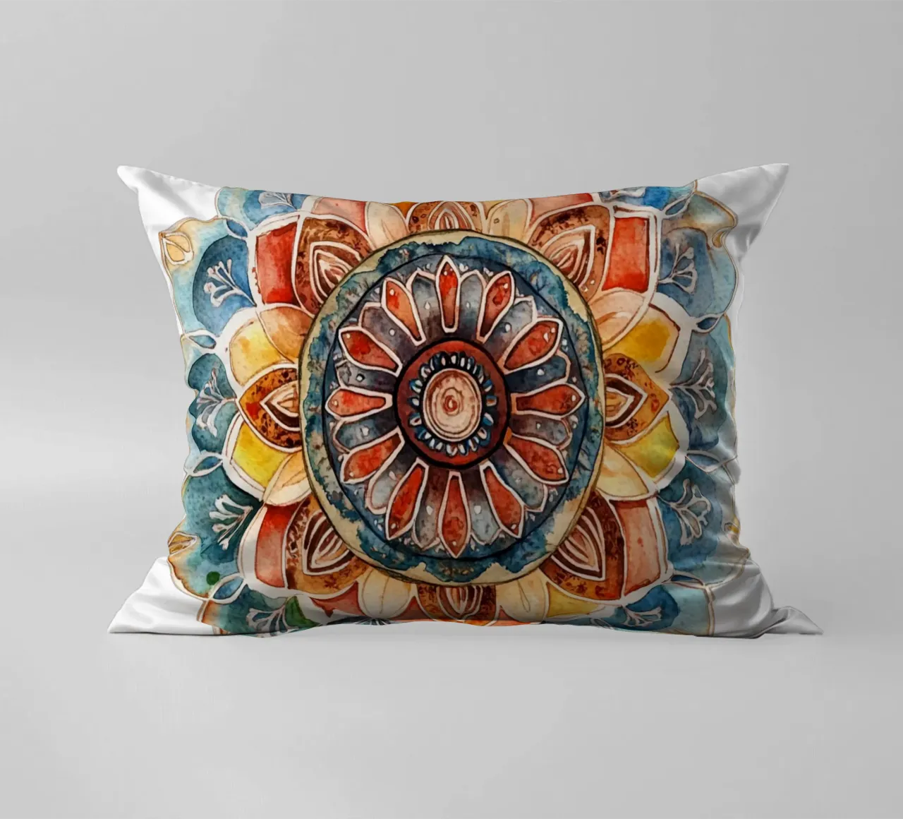Mandala terrestre ad acquerello cuscino da Spiritual Touch