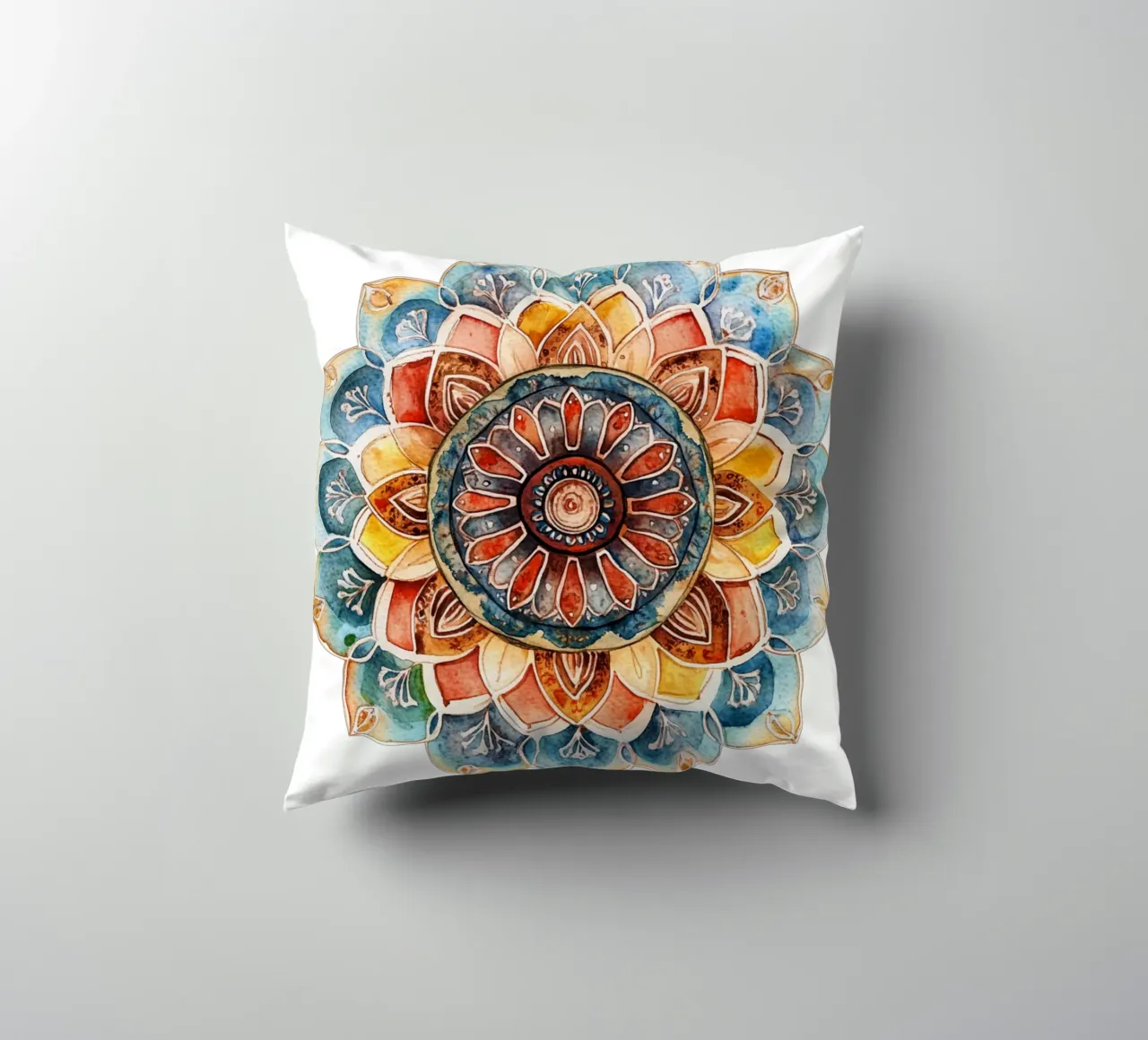 Mandala terrestre ad acquerello cuscino da Spiritual Touch
