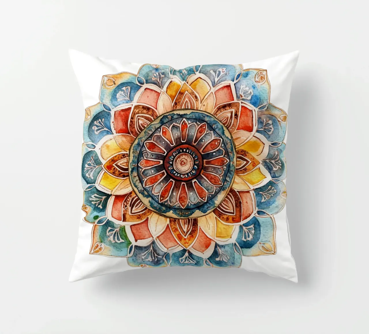 Mandala terrestre ad acquerello cuscino da Spiritual Touch