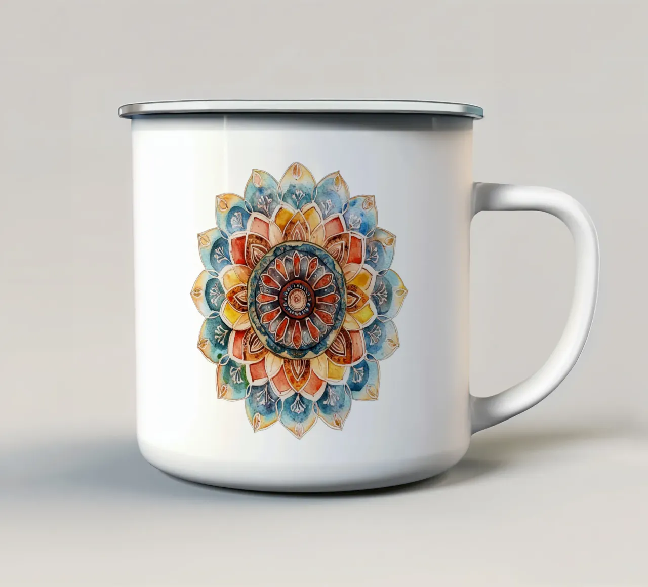 Mandala terrestre ad acquerello tazza in smalto da Spiritual Touch