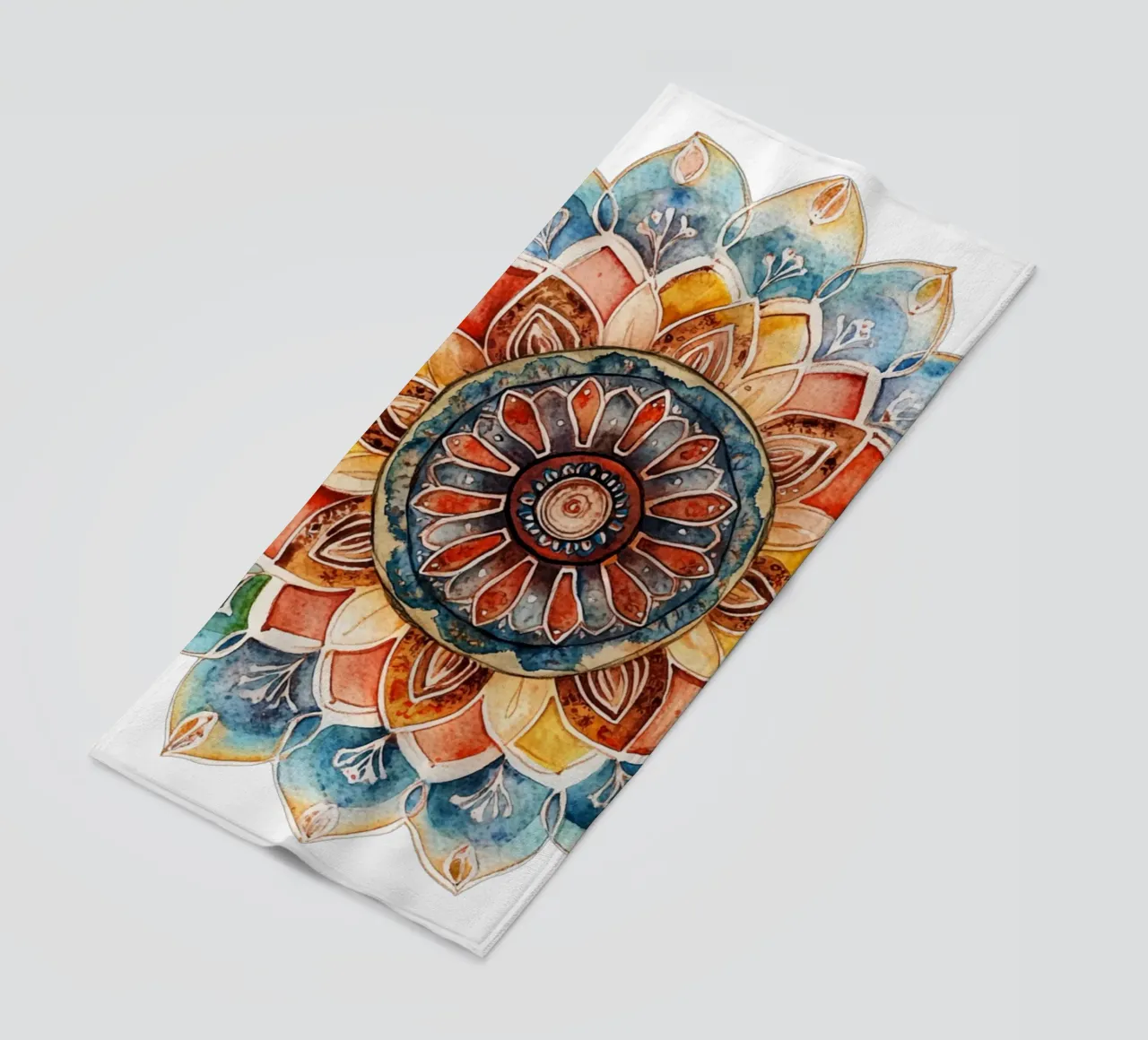 Mandala terrestre ad acquerello telo mare da Spiritual Touch