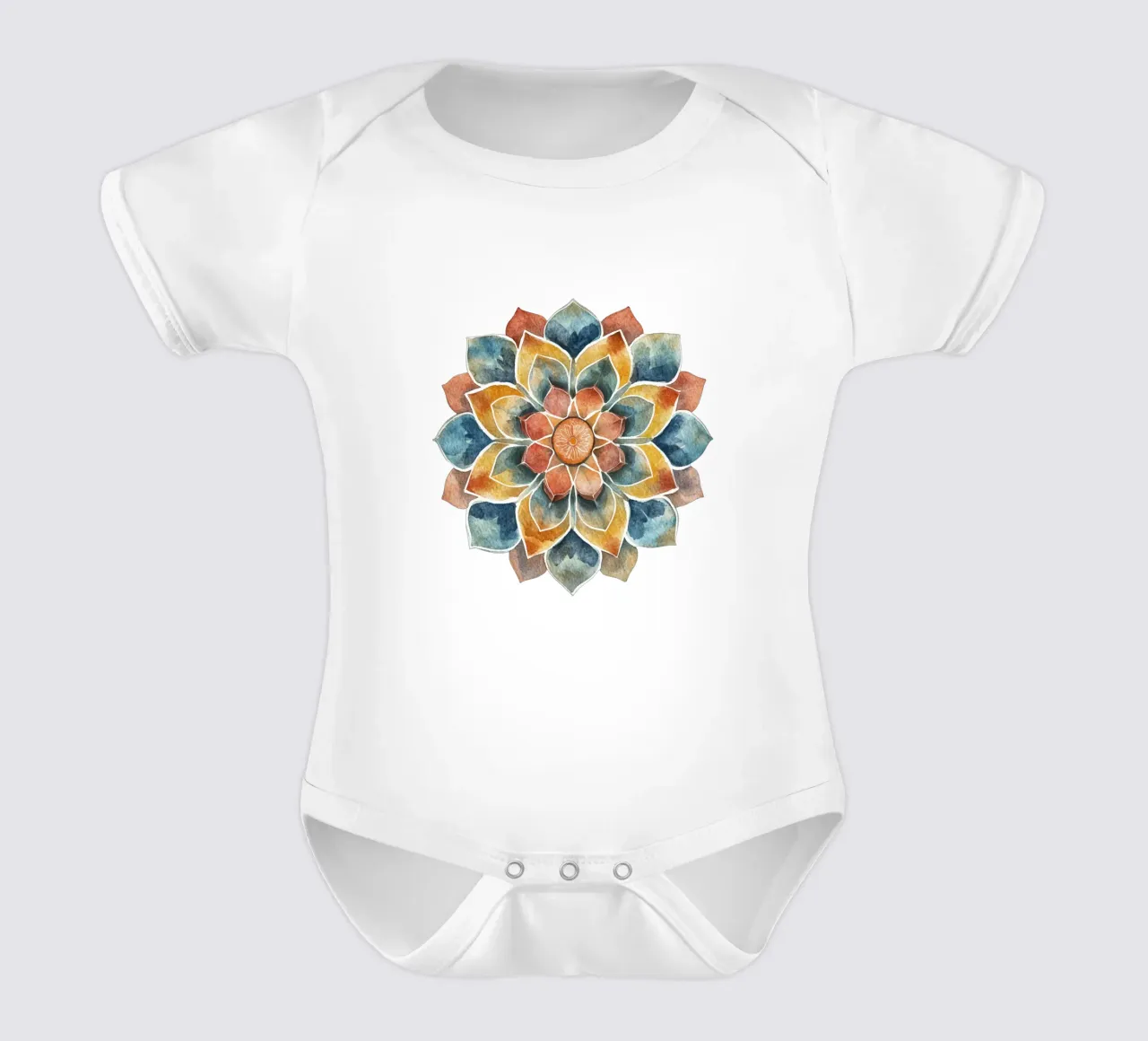 Mandala terrestre ad acquerello body neonato maniche corte da Spiritual Touch