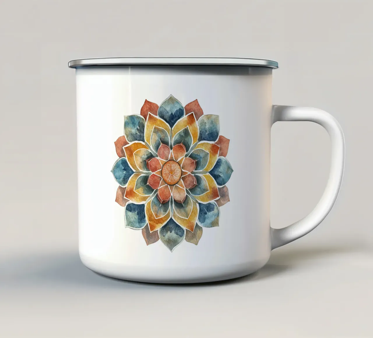 Mandala terrestre ad acquerello tazza in smalto da Spiritual Touch