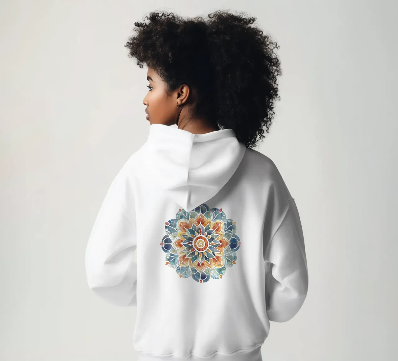 Mandala terrestre ad acquerello felpa con cappuccio da Spiritual Touch