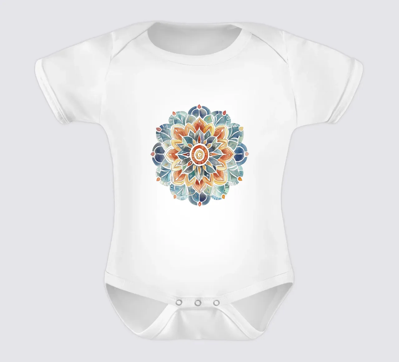Mandala terrestre ad acquerello body neonato maniche corte da Spiritual Touch