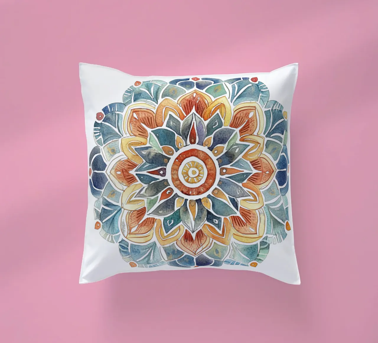 Mandala terrestre ad acquerello cuscino da Spiritual Touch