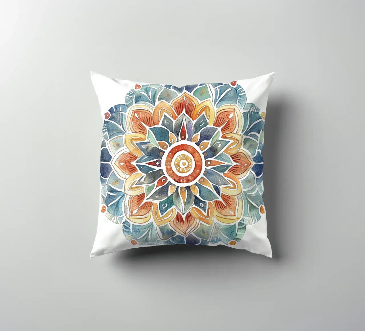 Mandala terrestre ad acquerello cuscino da Spiritual Touch