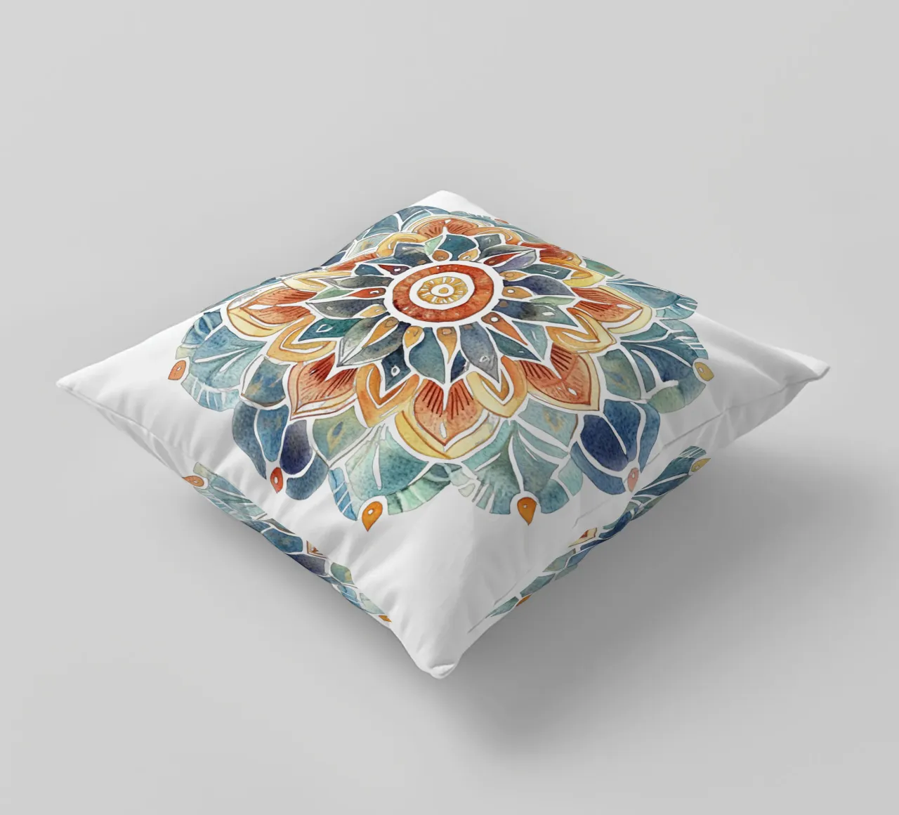 Mandala terrestre ad acquerello cuscino da Spiritual Touch