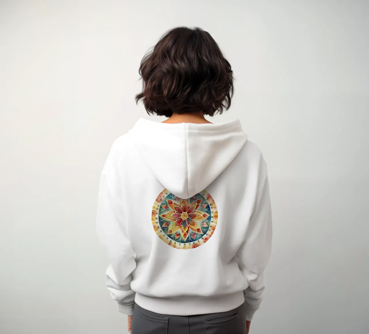 Mandala terrestre ad acquerello felpa con cappuccio da Spiritual Touch