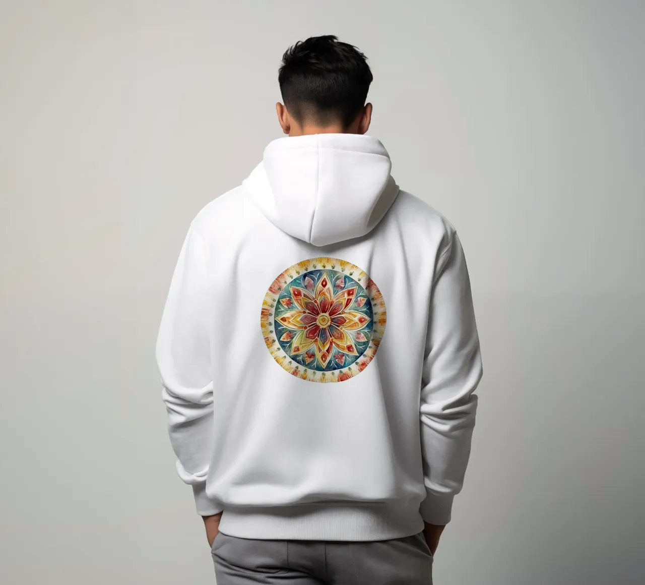 Mandala terrestre ad acquerello felpa con cappuccio da Spiritual Touch
