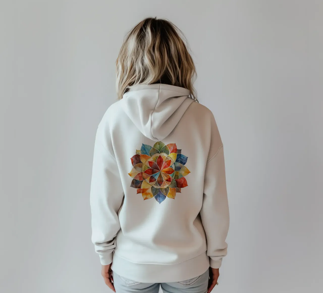 Mandala terrestre ad acquerello felpa con cappuccio da Spiritual Touch