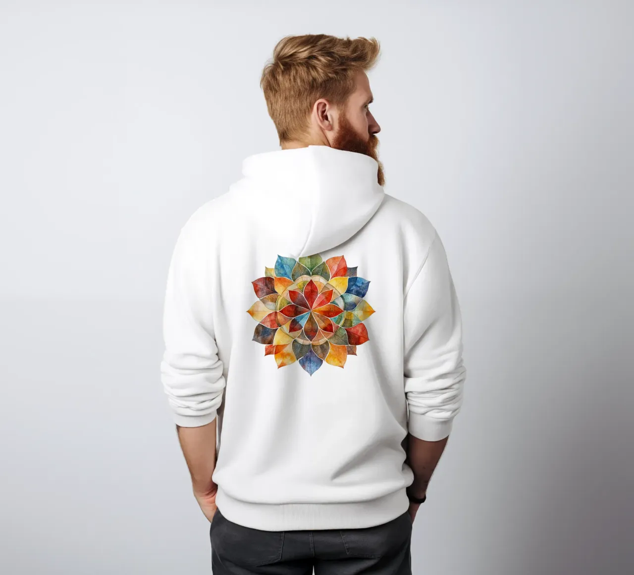 Mandala terrestre ad acquerello felpa con cappuccio da Spiritual Touch