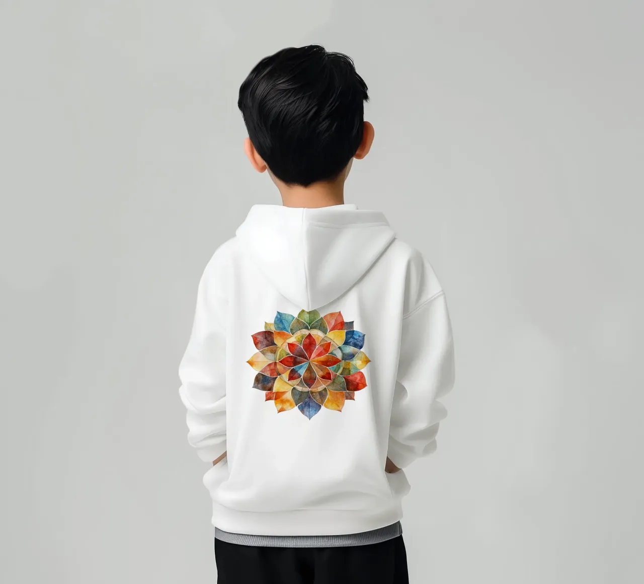Mandala terrestre ad acquerello felpa bambino con cappuccio da Spiritual Touch
