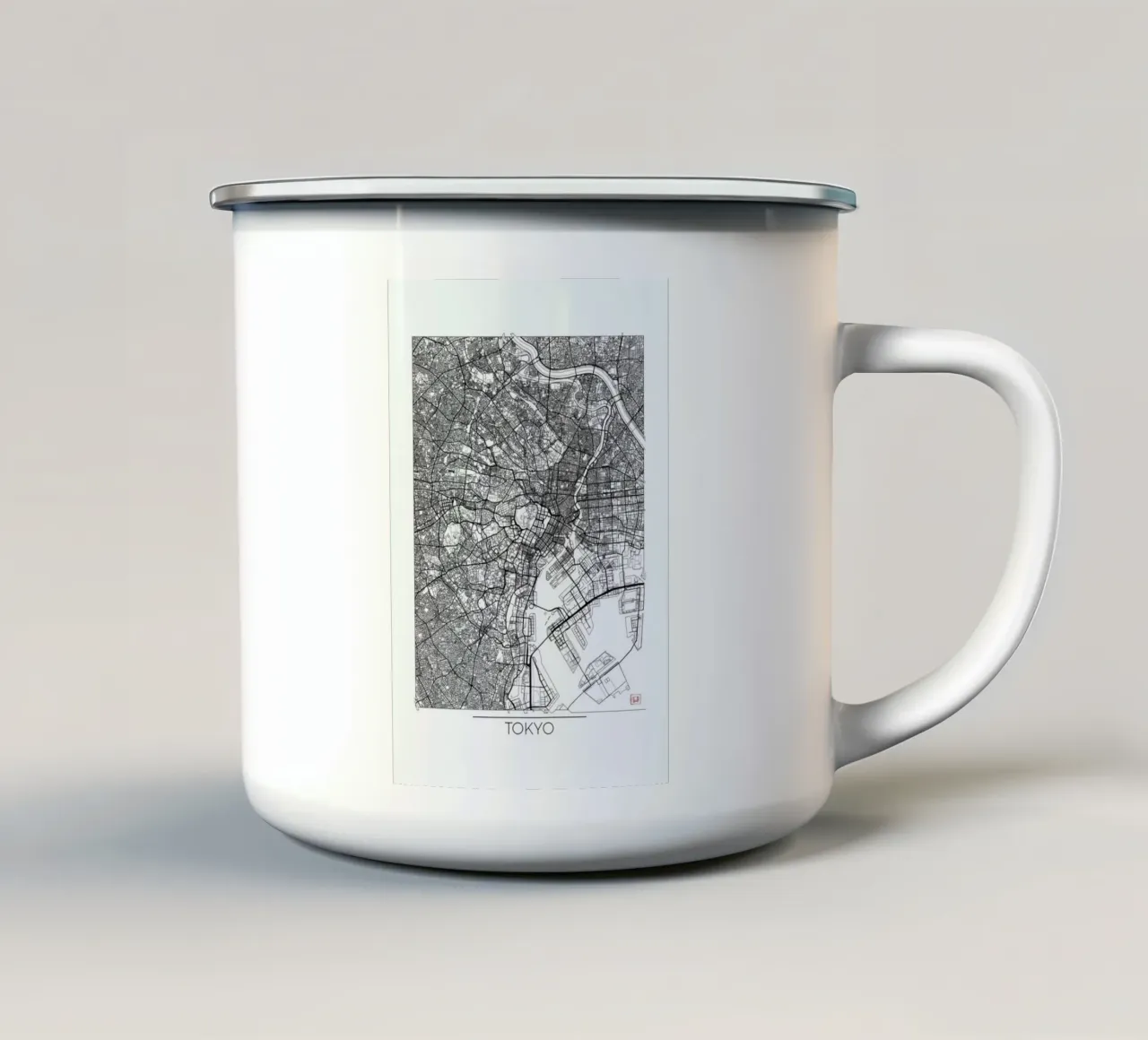 Tokyo Minimal Emaille Tasse von Hubert Roguski