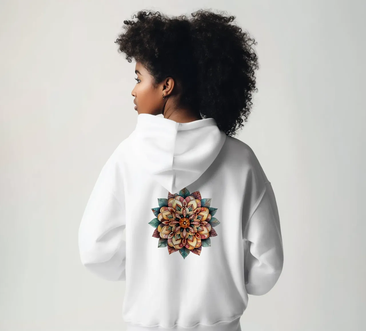 Mandala terrestre ad acquerello felpa con cappuccio da Spiritual Touch