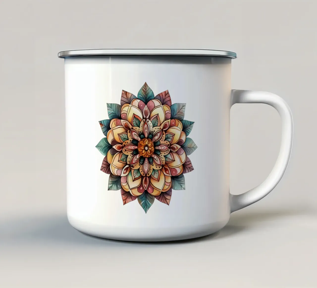 Mandala terrestre ad acquerello tazza in smalto da Spiritual Touch
