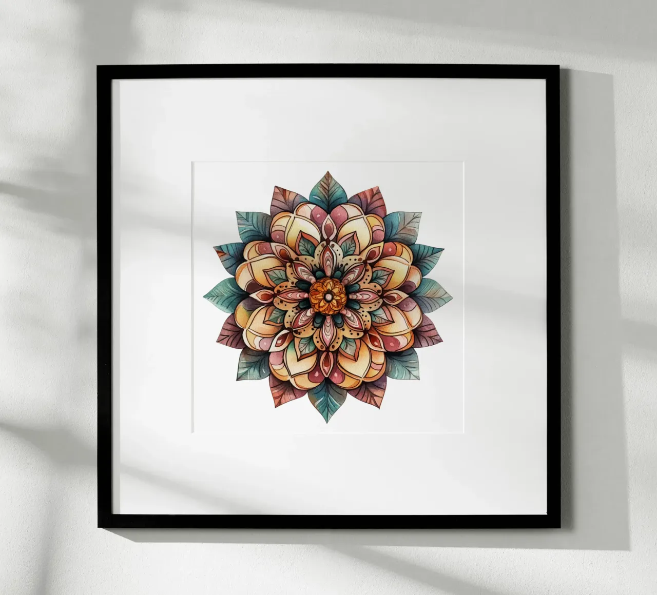 Mandala terrestre ad acquerello poster con telaio in plastica da Spiritual Touch