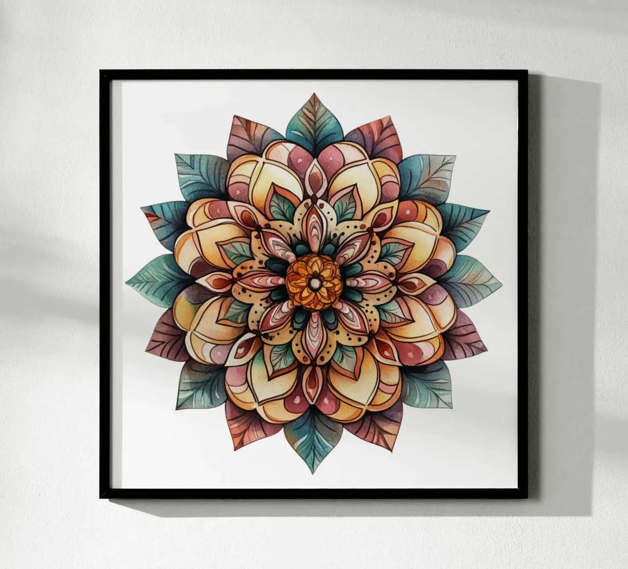 Mandala terrestre ad acquerello poster con telaio in plastica da Spiritual Touch