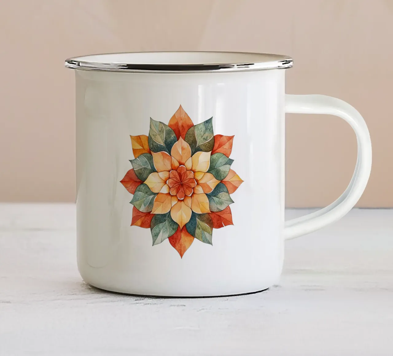 Mandala terrestre ad acquerello tazza in smalto da Spiritual Touch