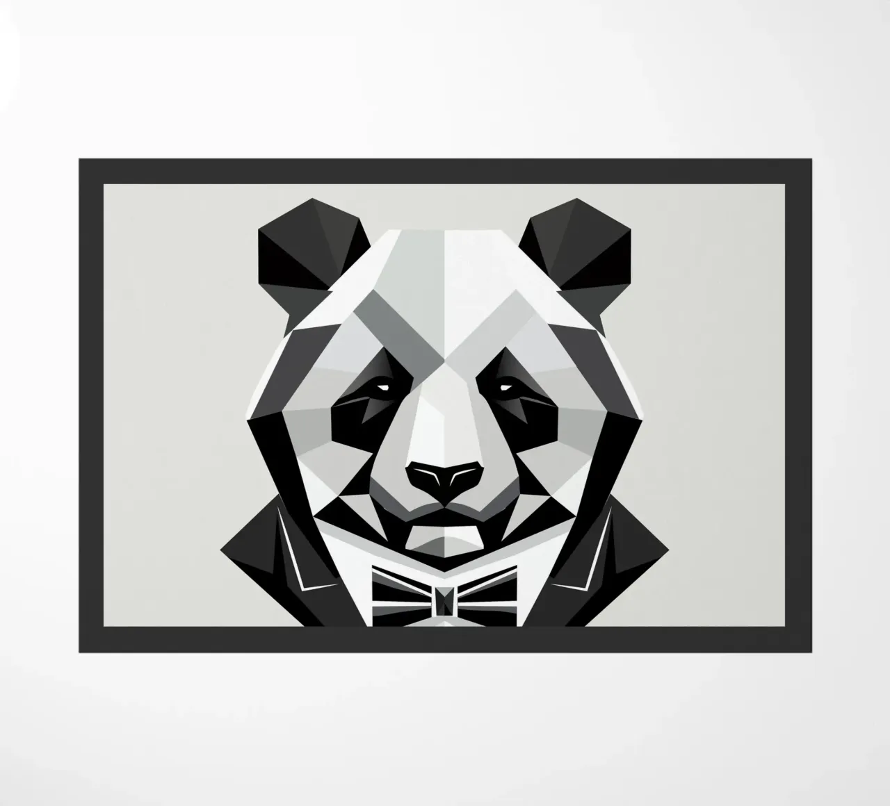 Raffinatezza geometrica: il panda in giacca da sera zerbino da namosh