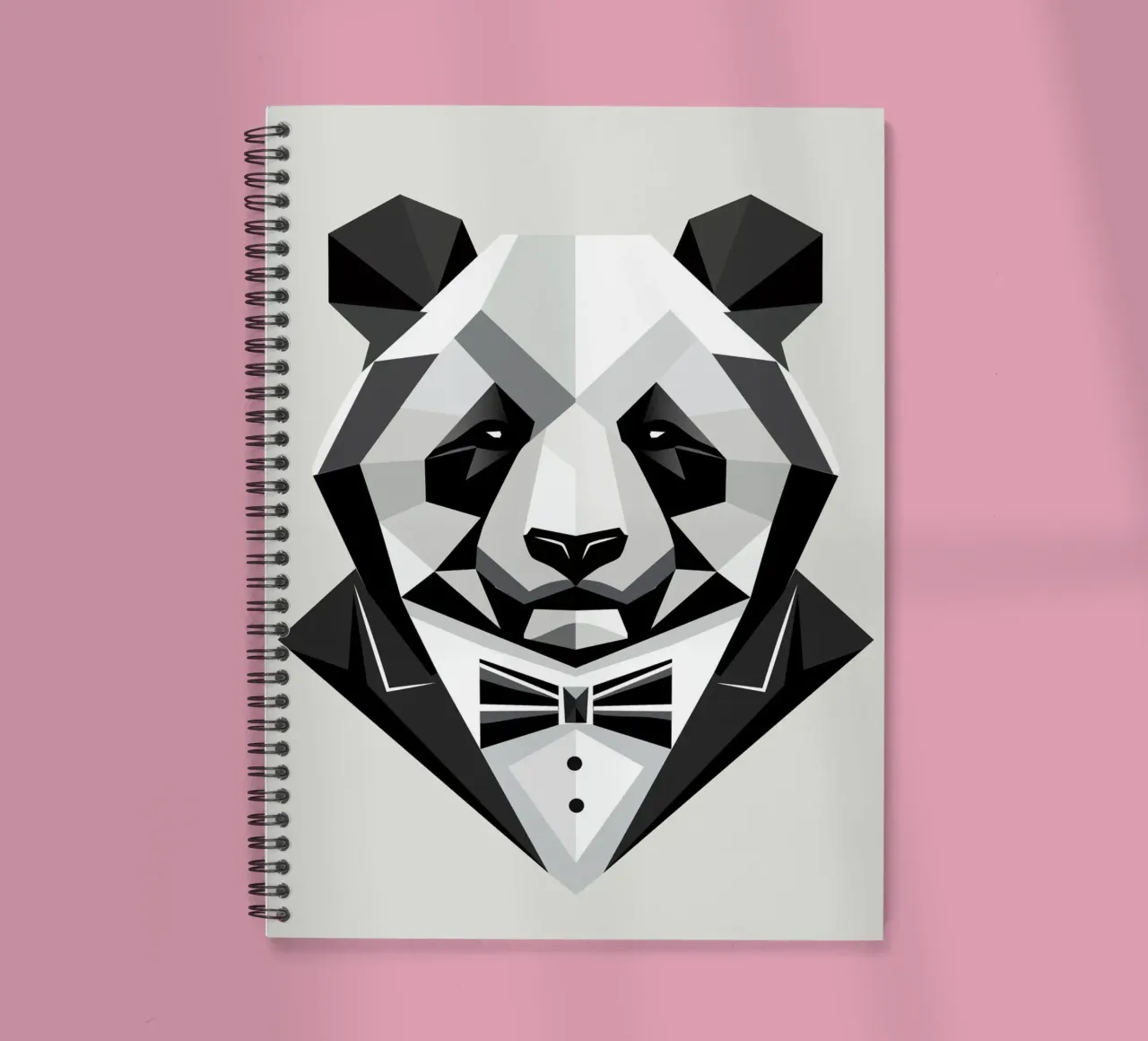 Geometric sophistication - the panda in a dinner jacket spiral notebook by namosh